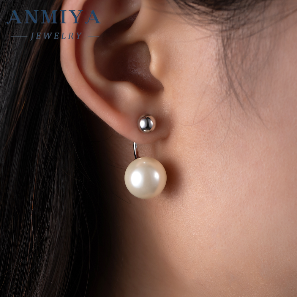 Korean Sterling Silver Pearl Crystal Earrings Gold Silver Color 925 Silver Stud Earrings for Women Jewelry