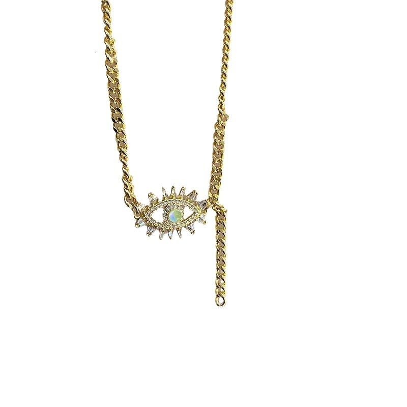 Luxury Jewelry Designer Jewelry European And American Cross-border Diamond-studded Devil's Eye Necklace Fashionable Personality Street Hip-hop St