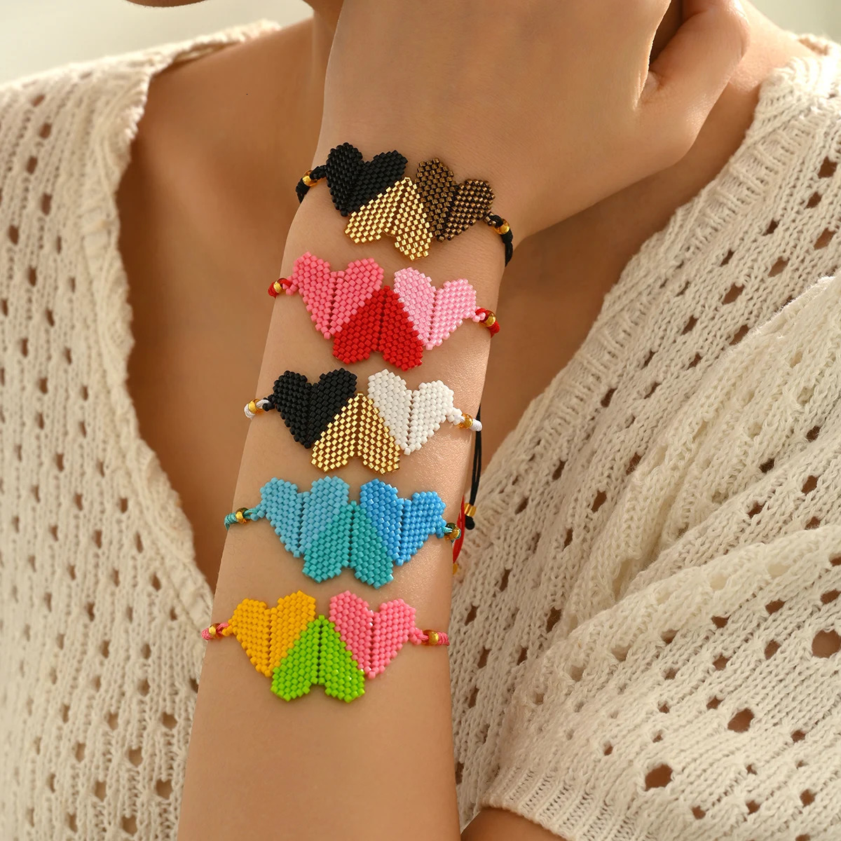 1pc In Love Heart Charm Miyuki Bracelet Boho Fashion Beaded Jewelry Suitable for daily wear For Chic Women Friendsh 250712