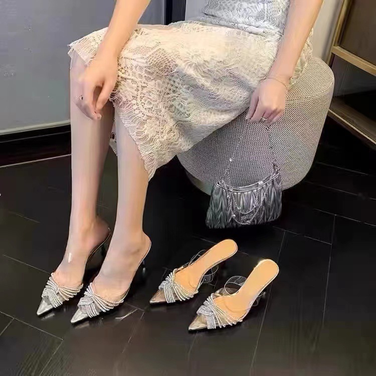 High Heeled Sandals In Spring And Summer, PVC Transparent Rhinestone Thin Women's High-Heeled Shoes For Women