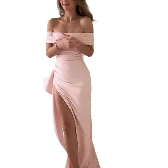 Summer New Off-Shoulder Split Women's Elegant Evening Dress B5