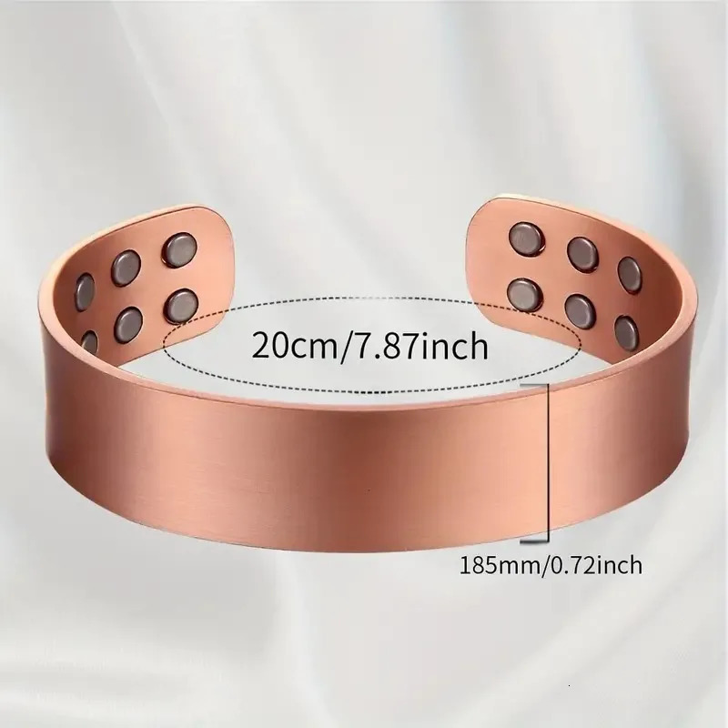 Solid Pure Copper Hypoallergenic Heavyweight Magnetic Cuff Bracelet for Men - Strong 12 Magnets with 3500 Gauss 250712
