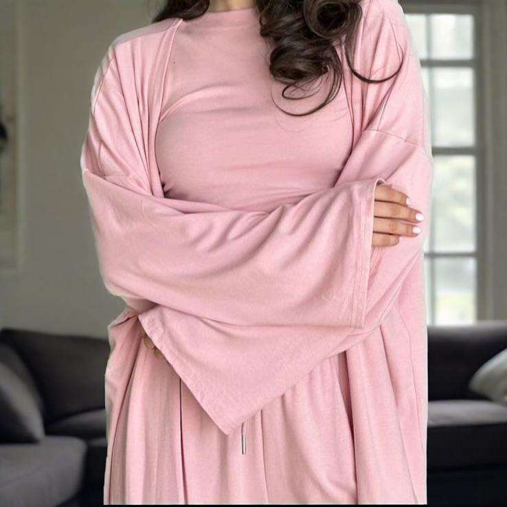 Spring New Women's Round Neck Long Sleeve Wide Leg Pants Elegant Commuter Set B5