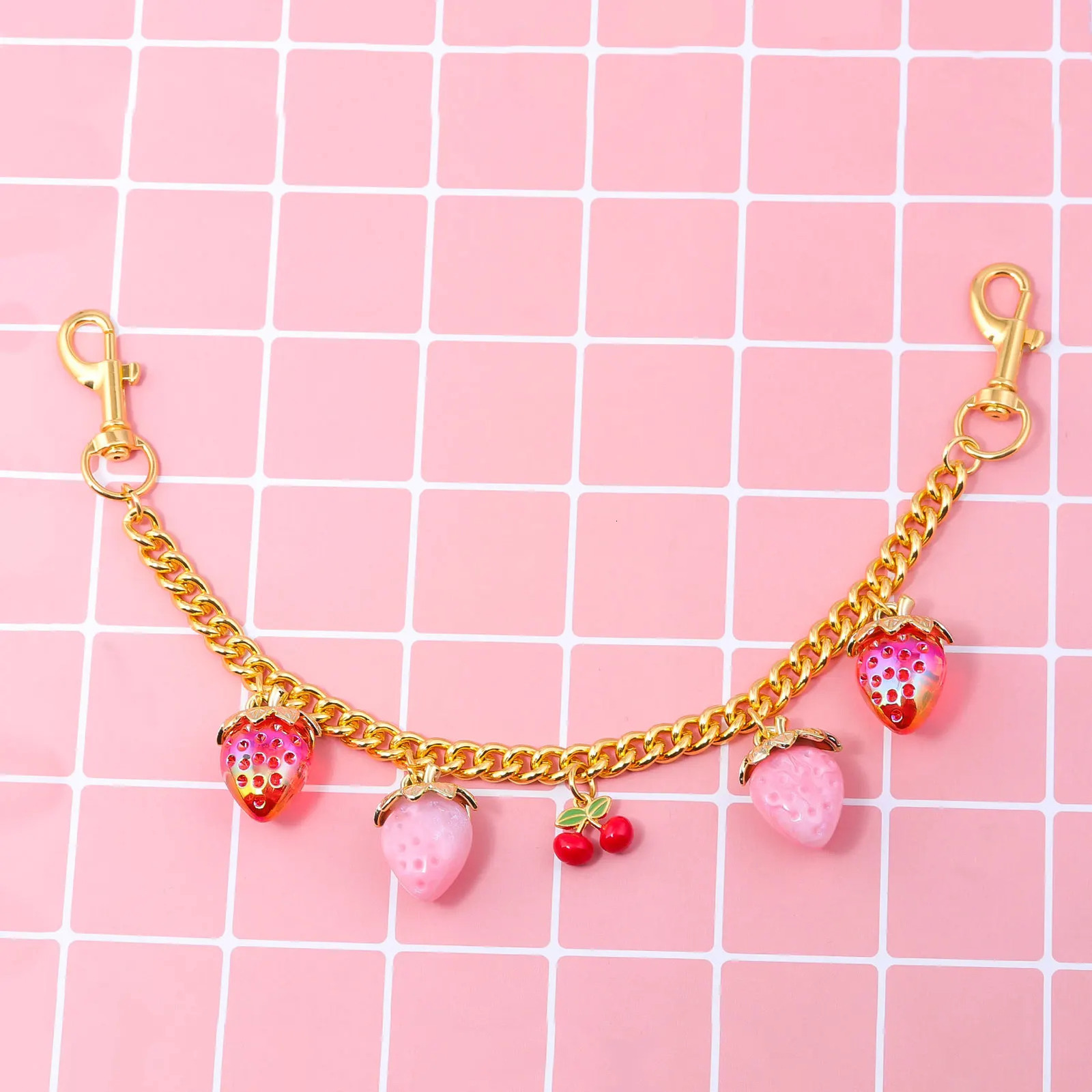 Strawberry Bag Charm Keychain: Cute Pink Fruit Pendant for Backpack, Purse, School Bag, or Gift ddmymoon