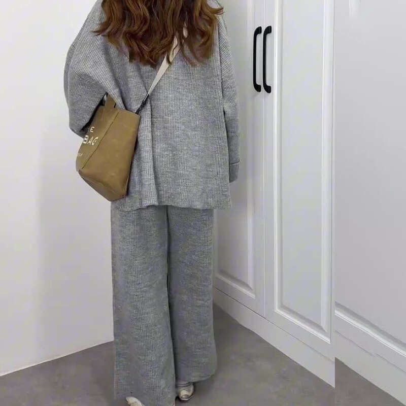Autumn New Women's Sweater Knitted Fashion Casual Long Pants Set B5