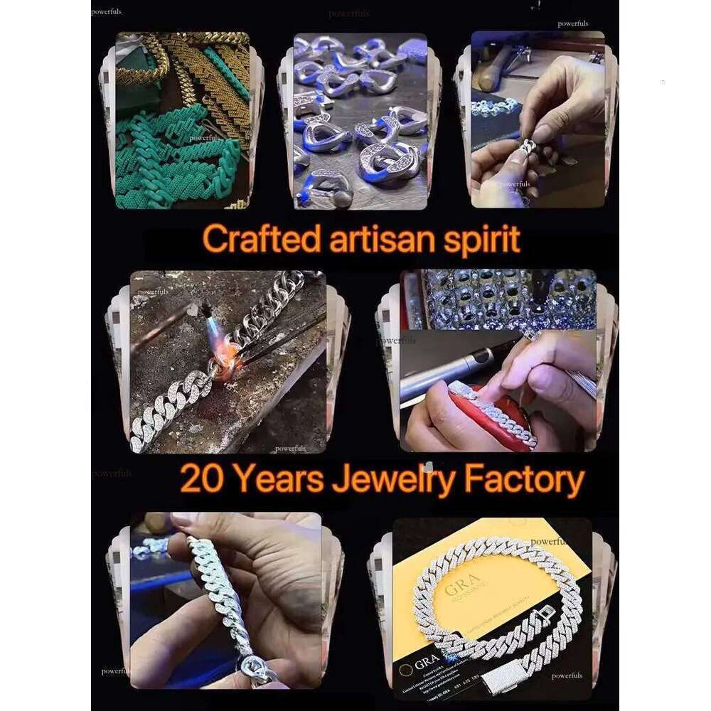 New Arrival Rapper's Hip Hop Jewelry 22mm Sterg Sier 5 Rows VVS Moissanite Iced Out Thick Cuban k Chain Necklace