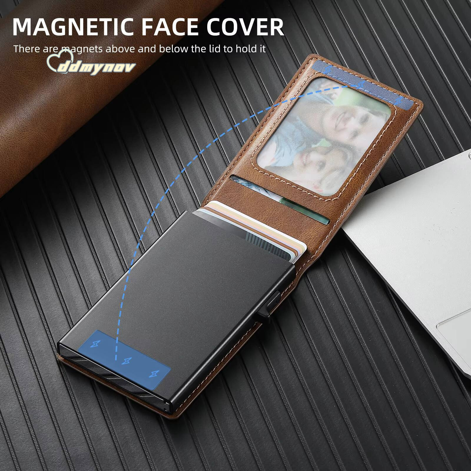 SUTENI For Men Magnetic Wallet Leather Holder Bracket Pressing Button Automatically Ejects the Card ddmynov