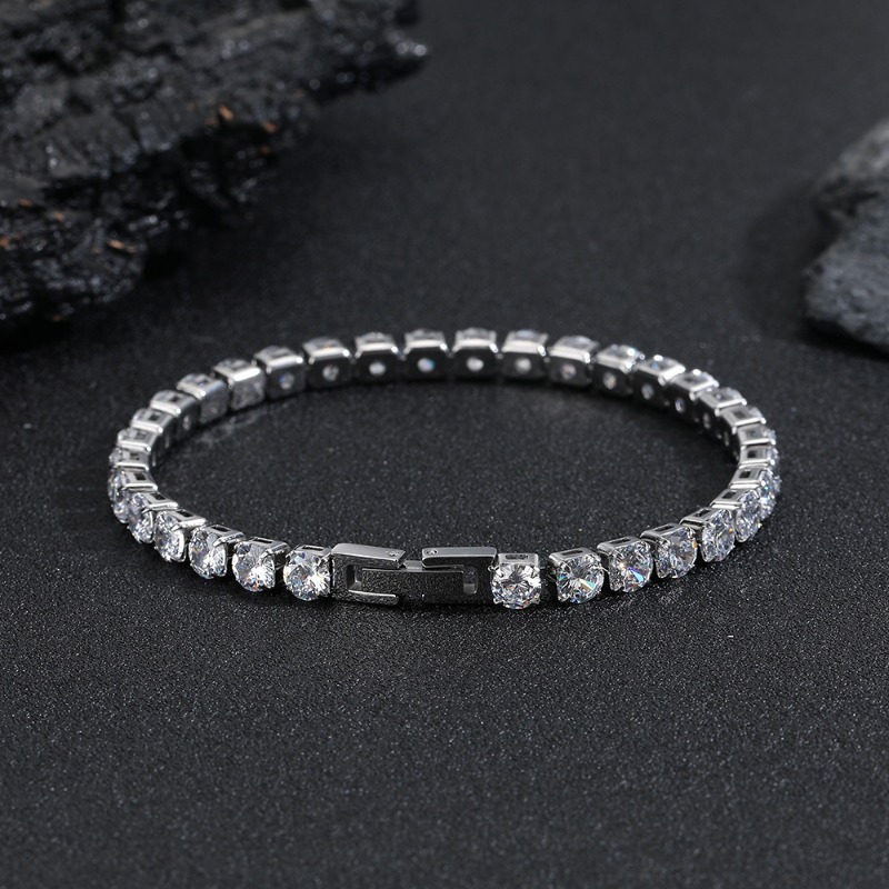 Hip-Hop Inspired Durable Bracelet for Him & Her: Stainless Steel Band Embellished with Genuine AA+ Cubic Zirconia Stones