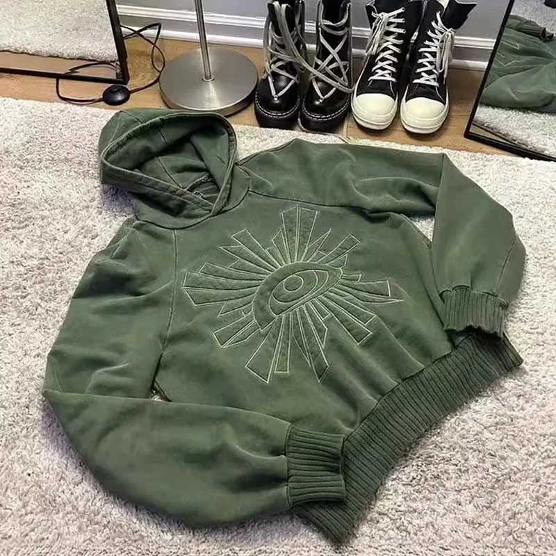 2K Pullover Hooded Long Sleeve Loose Gothic Retro 90s Creative Eye Print Street High Street Punk Casual Comfortable Clothing X2507151