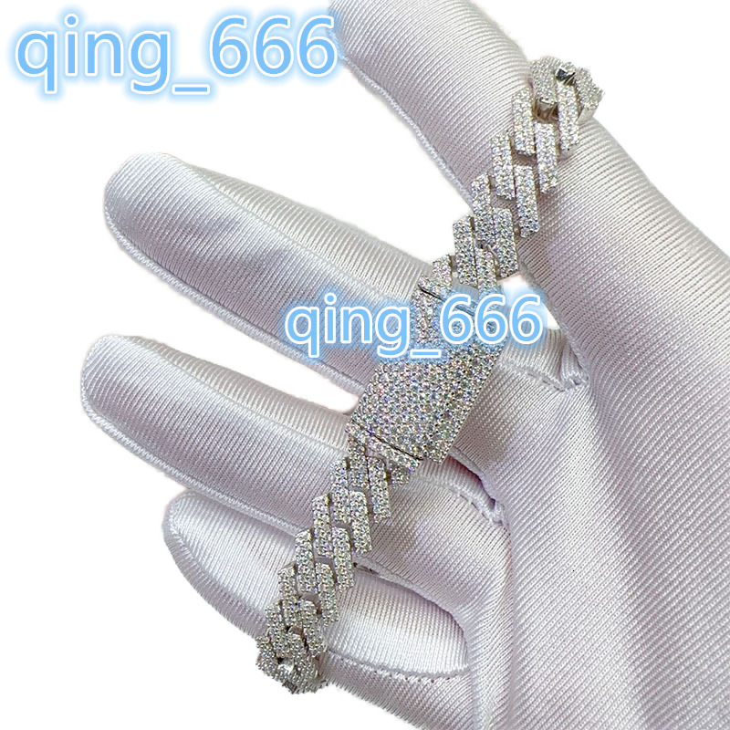 Wholesale Price Lab Diamond Moissanite Silver 925 Vvs Moissanite Iced Out Hip Hop Jewelry Cuban Bracelet