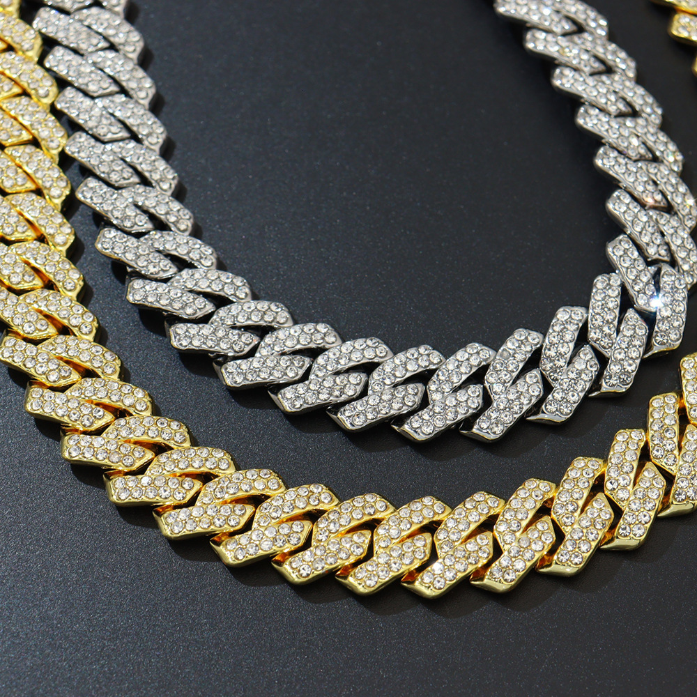 Luxury Jewelry Designer Jewelry 14mm Diamond Chain Wide European And American Hip-hop Style Unisex Full Diamond Double Row Diamond Necklace Trendy Acc