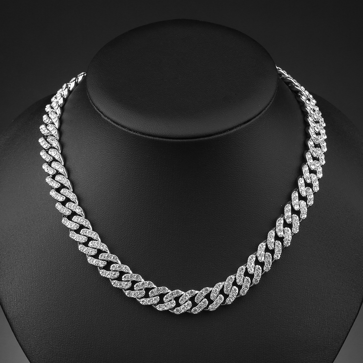 Luxury Jewelry Designer Jewelry Cross-border Chain Jewelry European And American Alloy Men And Women Full Diamond Personality Wave Necklace Factory Di