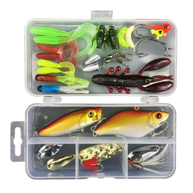 Fishing Lure Kit Soft and Hard Bait Set Gear Layer Minnow Metal Jig Spoon For Bass Pike Crank Tackle Accessories with Box 241115