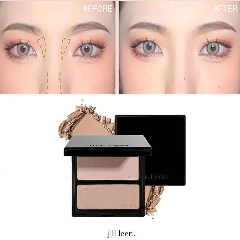 JILL LEEN Contour Powder Matte Bronzer Highlighter Brighten Bicolor for Natural Three-Dimensional Long Lasting Delicate Makeup X25071