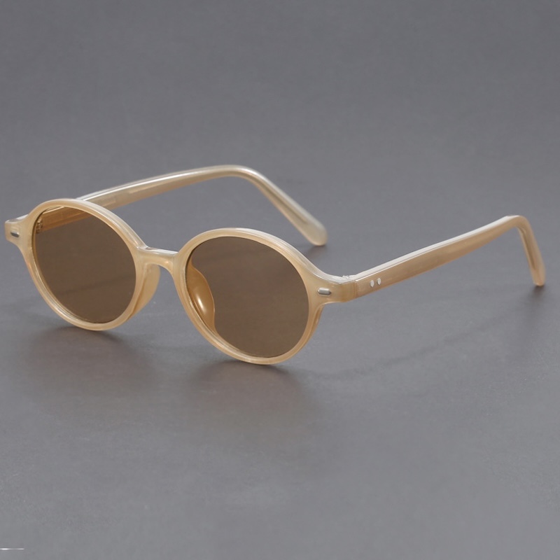 Designer Oval Sunglasses Women Small Round Glasses Retro Vintage Men Y2K Cool Niche Circular High-end Sturdy Metal inlay UV400 Protection anti blue li