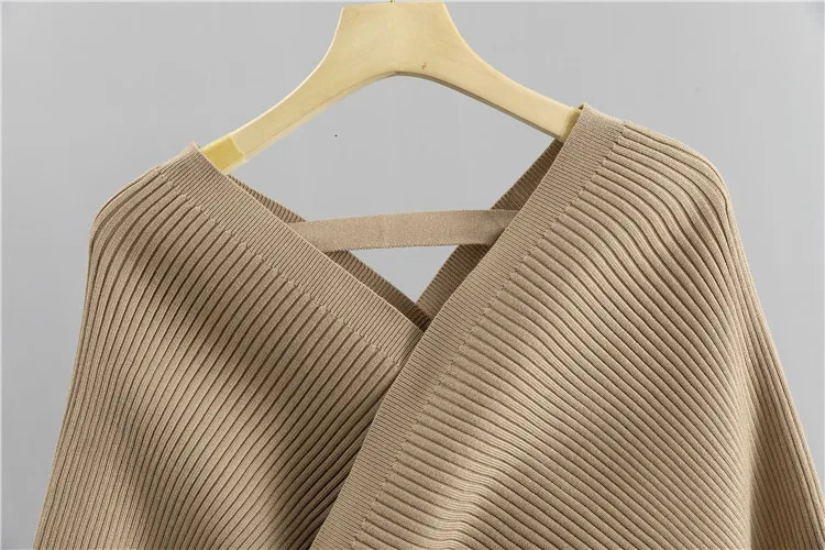 2 Piece Sets Women Knitting Outfits V Neck Pullover Sweater Pockets Drawstring Pencil Pants Slim Fit Suit Casual Knit Ensemble 250714