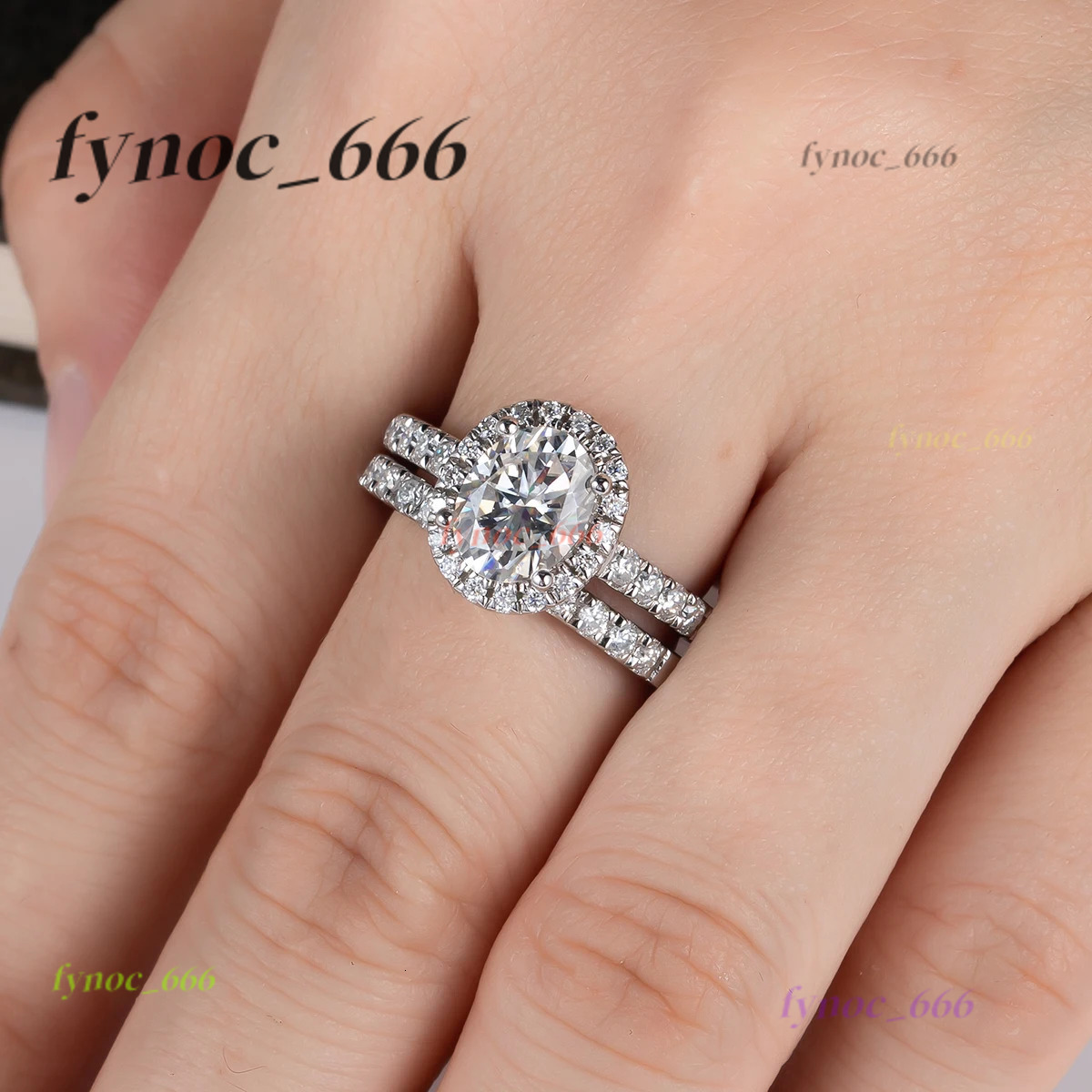 2ct (Total 2.648ct) Oval Cut D Color Moissanite Bridal Ring Set Wedding Band Silver Rings With GRA Jewelry Wholesale