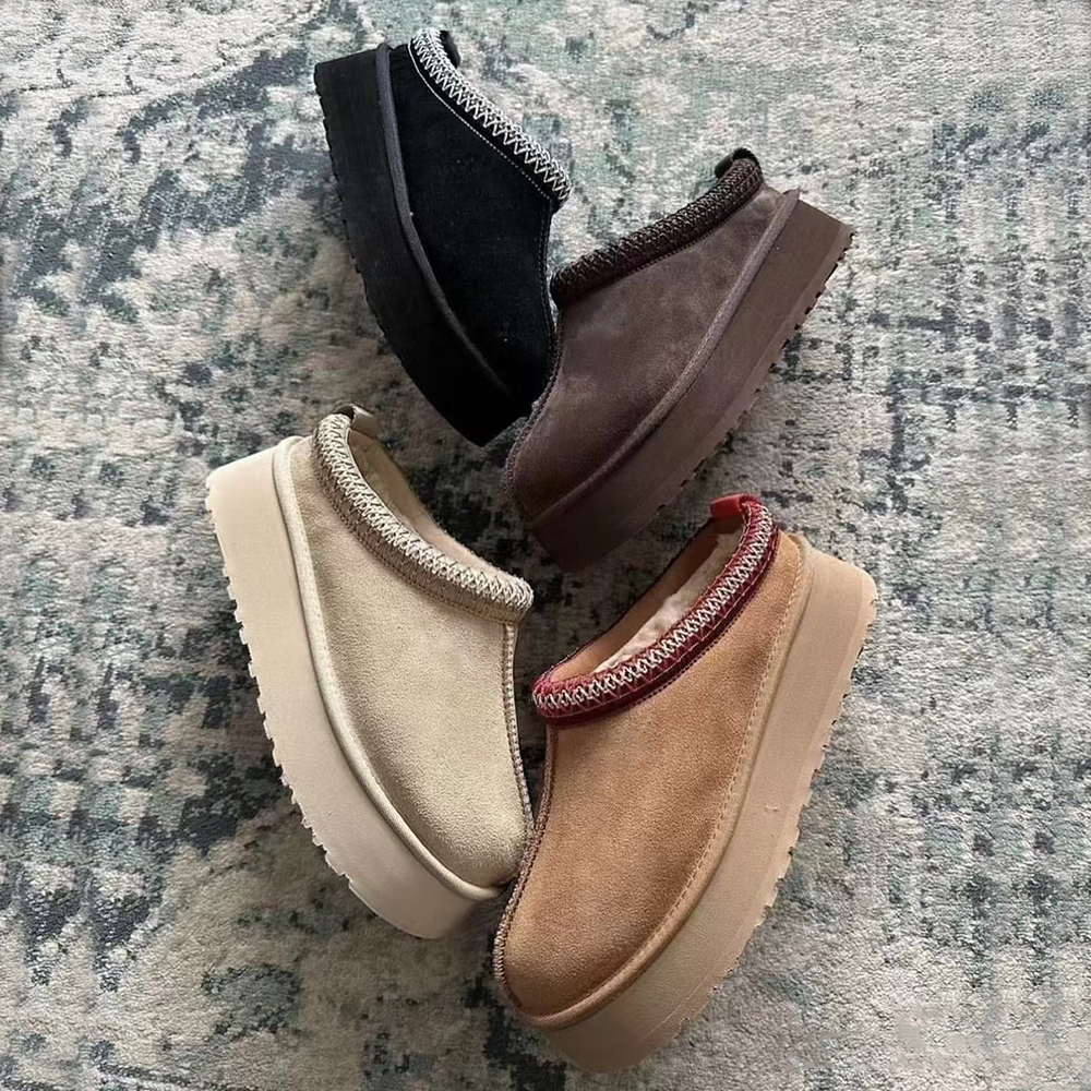 Tasman tazz slippers platform classic ultra mini winter snow boots women suede sheepskin fur fluffy wool mules warm Slip-on sandals shoes mustard seed black