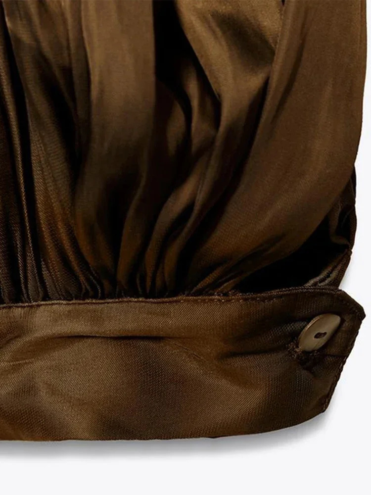 Fashion Loose Pleated Sling Jumpsuit Vneck Sleeveless Backless Lantern Lady Rompers Street 2025 Summer 250714