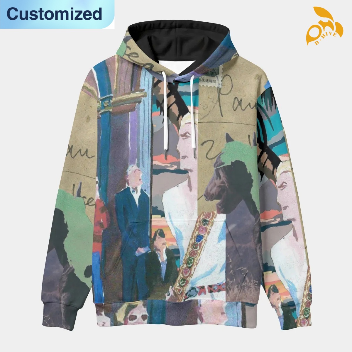 free shipping designer of customized Wear-resistant fashionable All-Over Print Men's thickened pullover hoodie with exquisite patterns from US