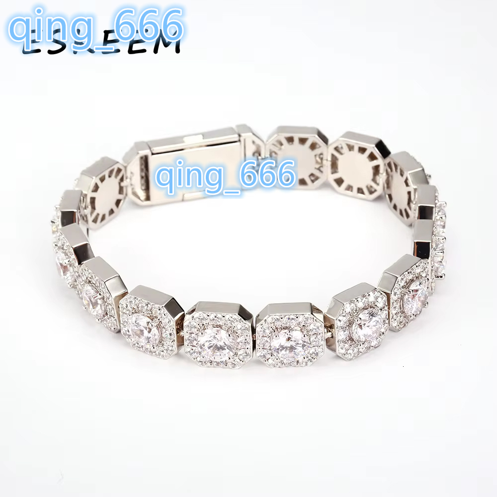 10mm 12mm Lab Diamond Tennis Bracelet Unisex 925 Silver VVS Moissanite Iced Out Hip Hop Jewelry Gift for Men Women Luxury