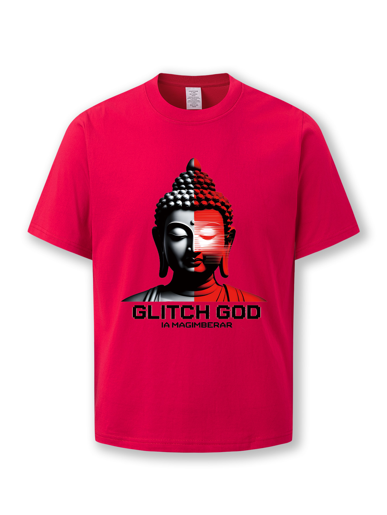 T-Shirts Summer casual short-sleeved cotton T-shirt for both men and women, round-neck top with letter and Buddha statue pattern design