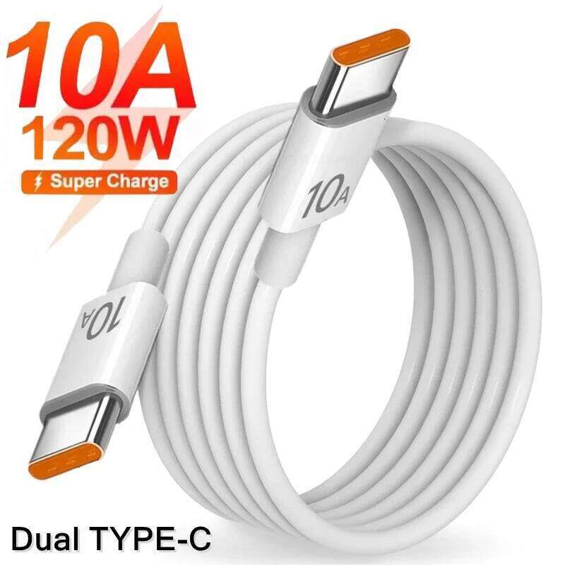 Universal 120W 10A Fast Charger Pd Dual Type C Quick Charging Cable High Speed Data Transfer Wire Cord