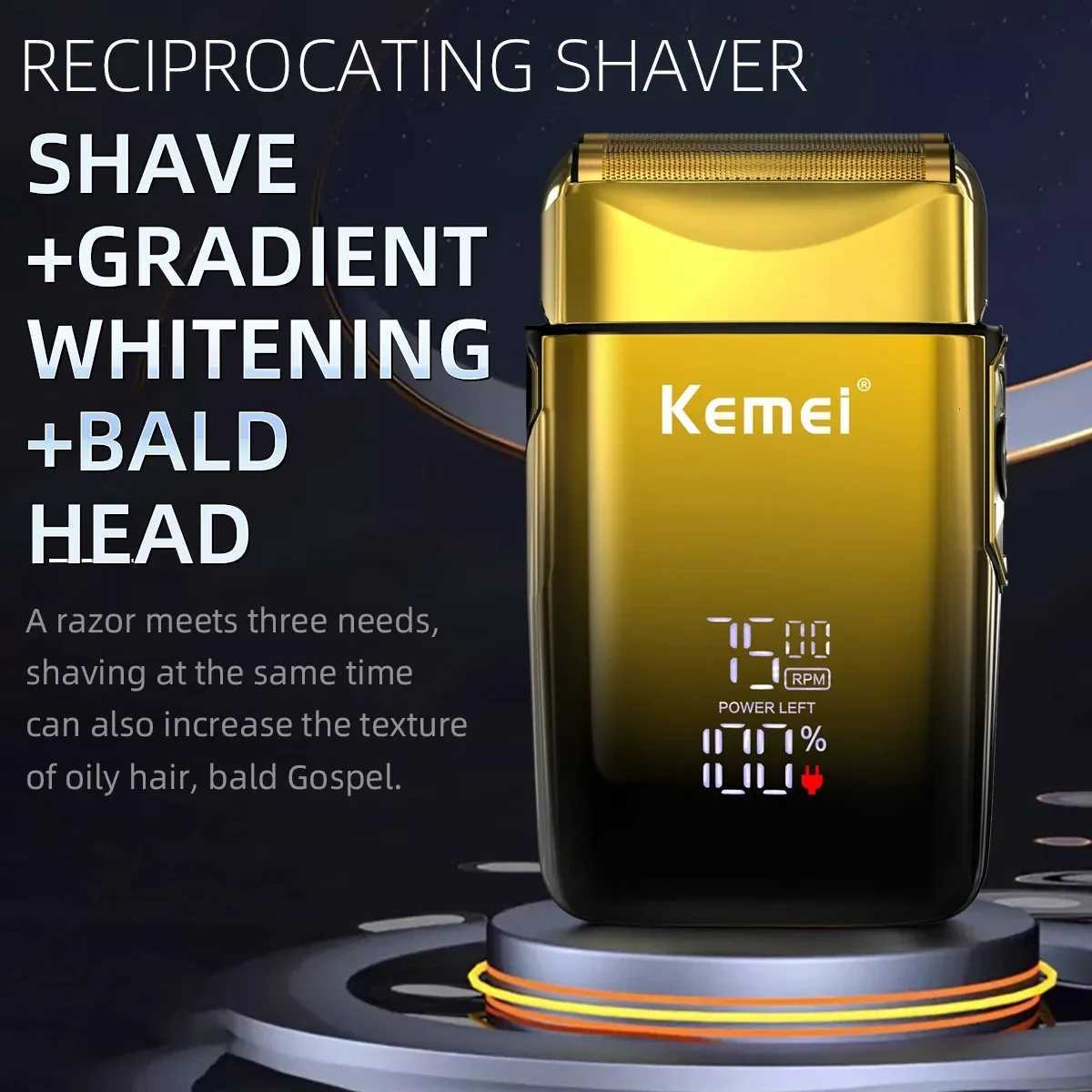 Kemei TX10 New Electric Foil Shaver LED Display Screen Rechargeable Hair Beard Razor Men Bald Head Reciprocating Shaving machine 250715 250715