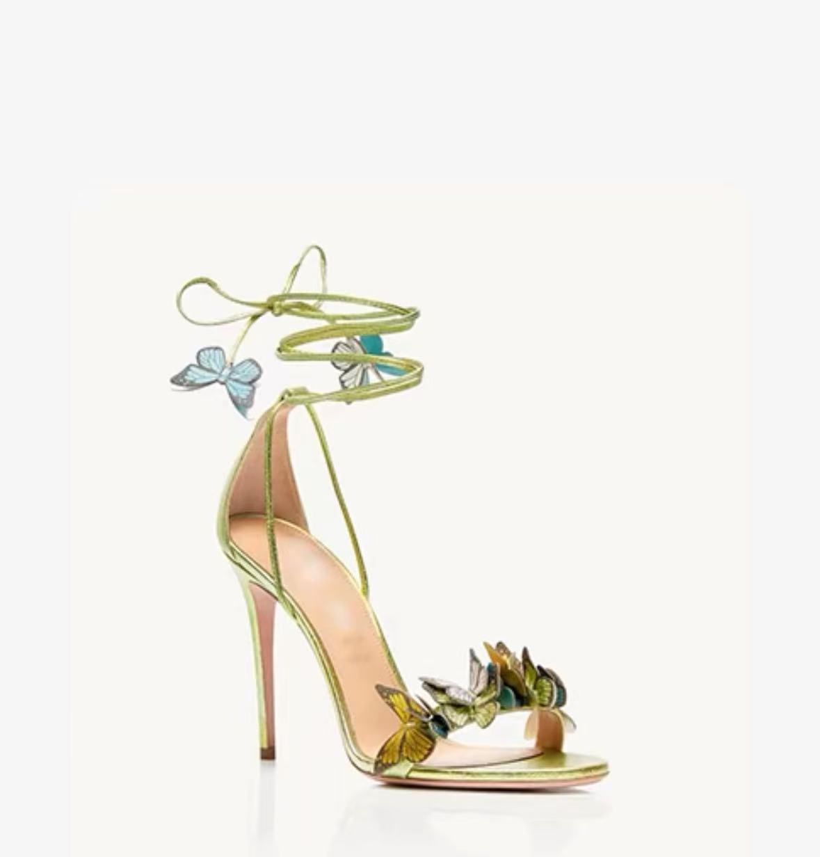 Butterfly Lure Cross Strap High Heel Sandals - Peep Toe Platform Ankle Wrap Roman Summer Heels (8cm/10cm, Multi Colors and Prints)