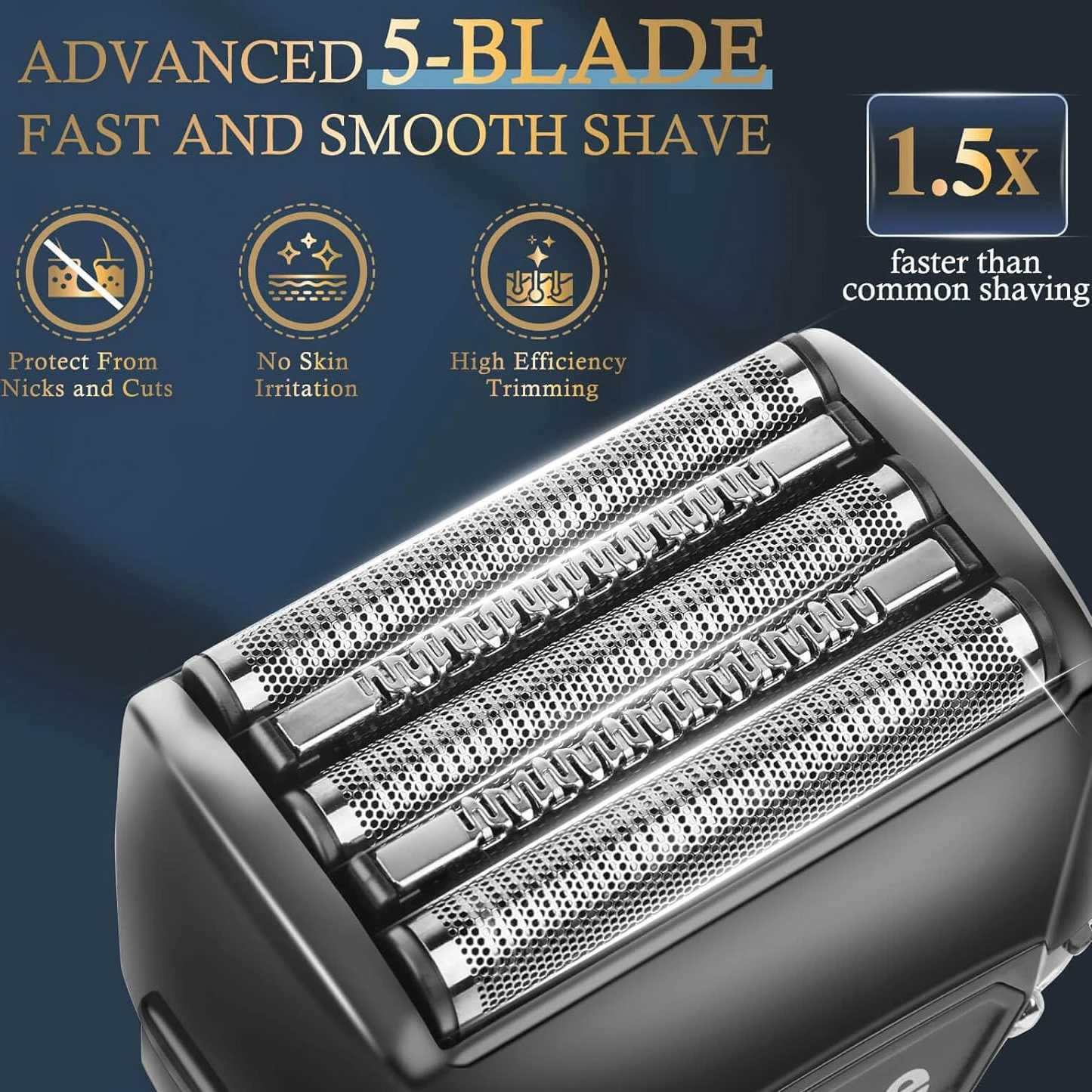 Kemei 5-Blade System Electric Shaver For Men Face Beard Wet Dry Electric Razor Rechargeable Bald Head Shaving Machine 250715 250715