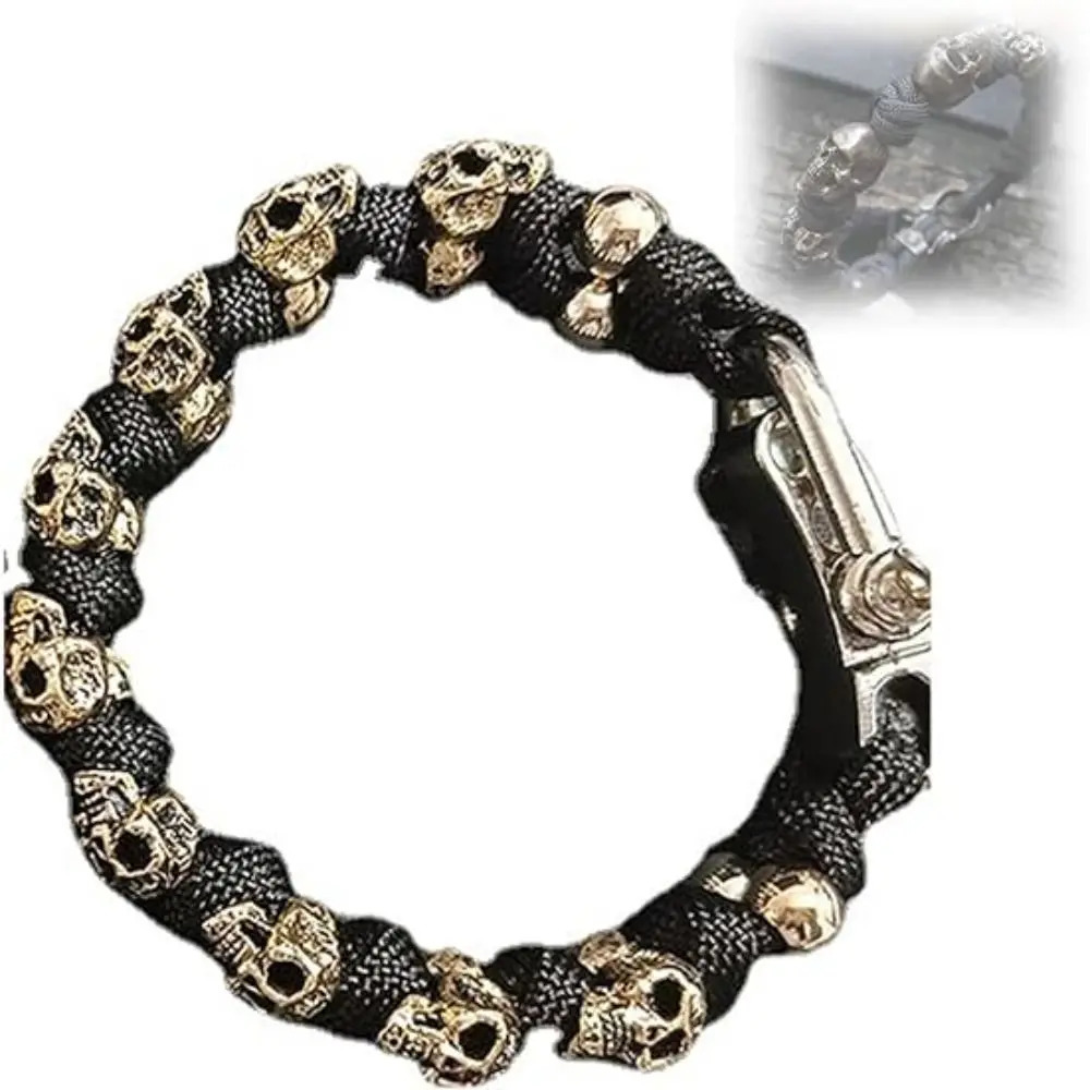 Skull Premium Paracord Bracelet Stylish Skull Premium Paracord Bracelet Mens Handmade Punk Hiphop Woven Bracelet Creative 250712