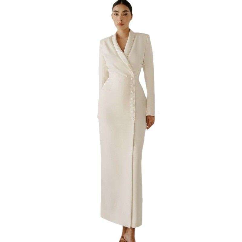 Spring New Women's Solid Color Long Sleeve Button Jacket Blazer Dress Women B5