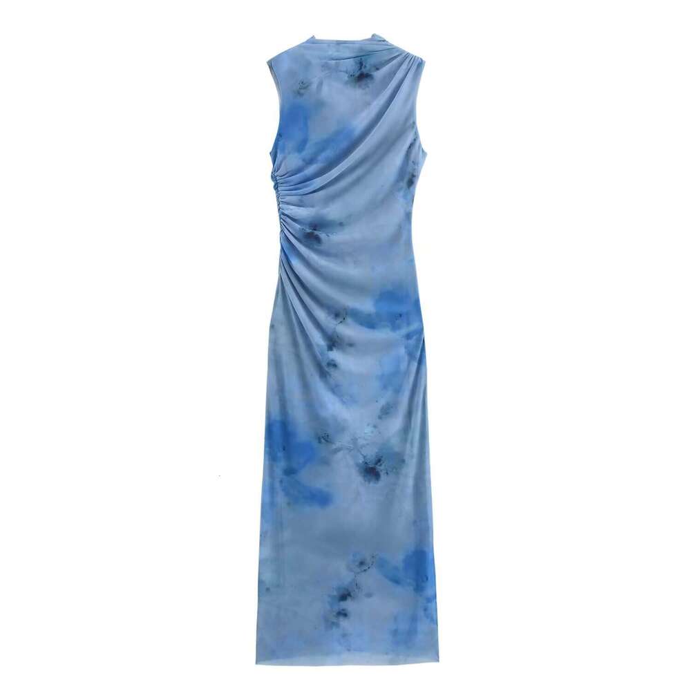 TRAFZA Spring And Autumn New Women's Strapless Printed Slim Fit Casual Dress B5