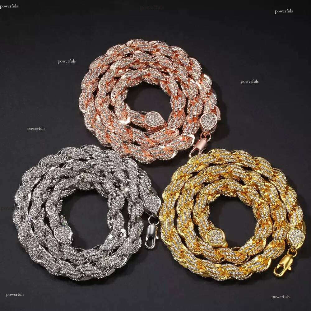 New Arrival Fashion Jewelry Popular White Gold Plated S Iced Out 8mm Vvs Moissanite Hip Hop Rope Chain Necklace for Men