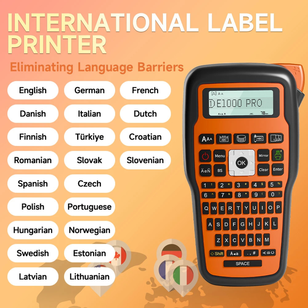 Portable Label Printer E1000 PRO Label Maker Machine with Tape USB-C for Power Multiple Font Icon for School Office Organization 250715