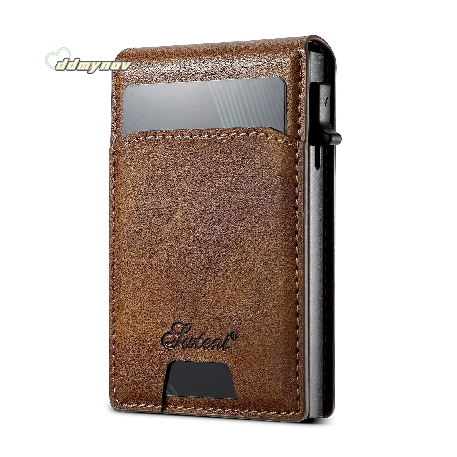 SUTENI For Men Magnetic Wallet Leather Holder Bracket Pressing Button Automatically Ejects the Card ddmynov