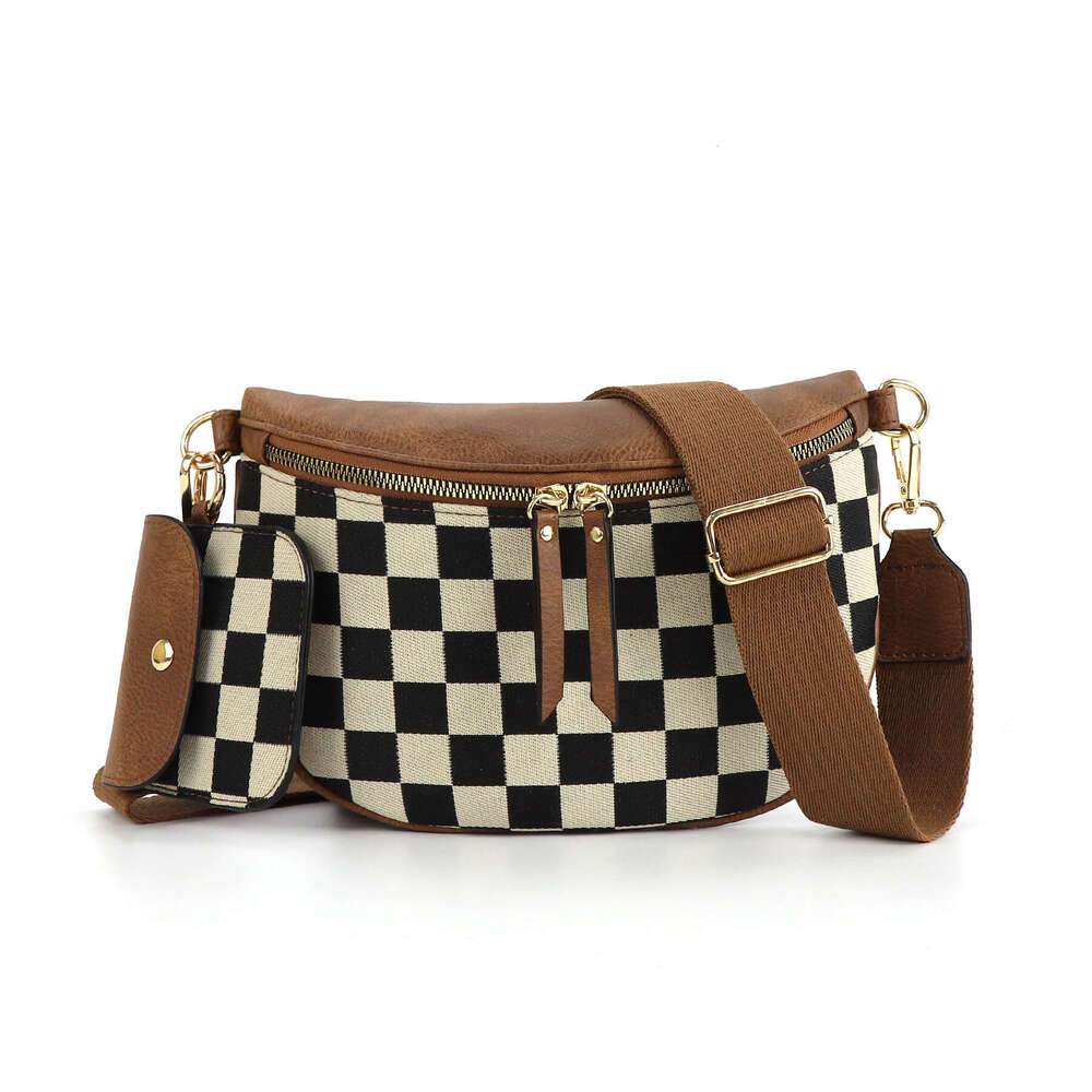 2025 Checkerboard Classic Chest with Earphone Holder Waist Shoulder Crossbody Bag Trendy Versatile Women In Stock
