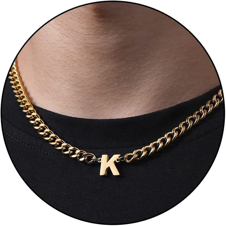 Luxury Jewelry Designer Jewelry Hip Hop Stainless Steel Chain 26 Letter Necklace 18K Gold Capital Letter Pendant Jewelry