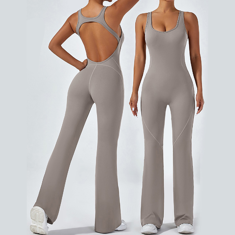 Customizable! European & American Style Soft-Touch Skinny Yoga Flared Pants, Sports Fitness Wear, Butt-Lifting & Tummy-Control Slim Flare One-Piece Yo
