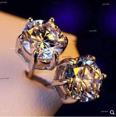 Mens womens lovers Stud Jewelry High Quality Fashion 0.5ct,1ct,2ct, 6 prong 100% Sier moissanite Dia Earrings For wedding boy