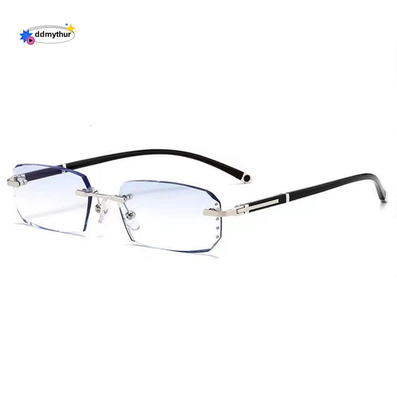 New Fashion Frameless Anti-Blue Light Anti-Radiation Anti-Fatigue Reading Glasses for Middle-Aged and Elderly ddmythur