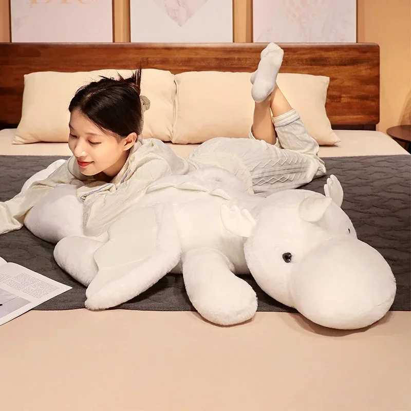 Giant Flying Dragon White Pink Snow Dragon Plush Dinosaur Plushie Toy Soft Stuffed Animal Doll Big Sleep Pillow Kid Gift XJ250715