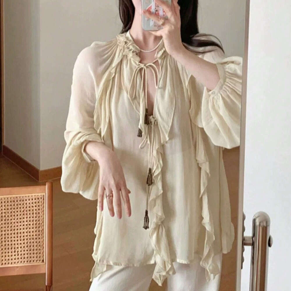 TRAFZA Summer Clothing Women's Layered Decorative Romantic Style Shirt B5