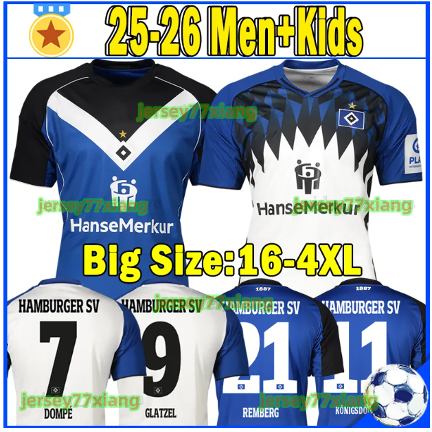 XXXL 4XL 25 26 Hamburger SV Soccer Jerseys Retro 1983 84 Home Football Shirts DOMPE REMBERG GLATZEL 2025 2026 HSV JATTA STANGE REMBERG SCHONLAU Men Uniforms Kids kits
