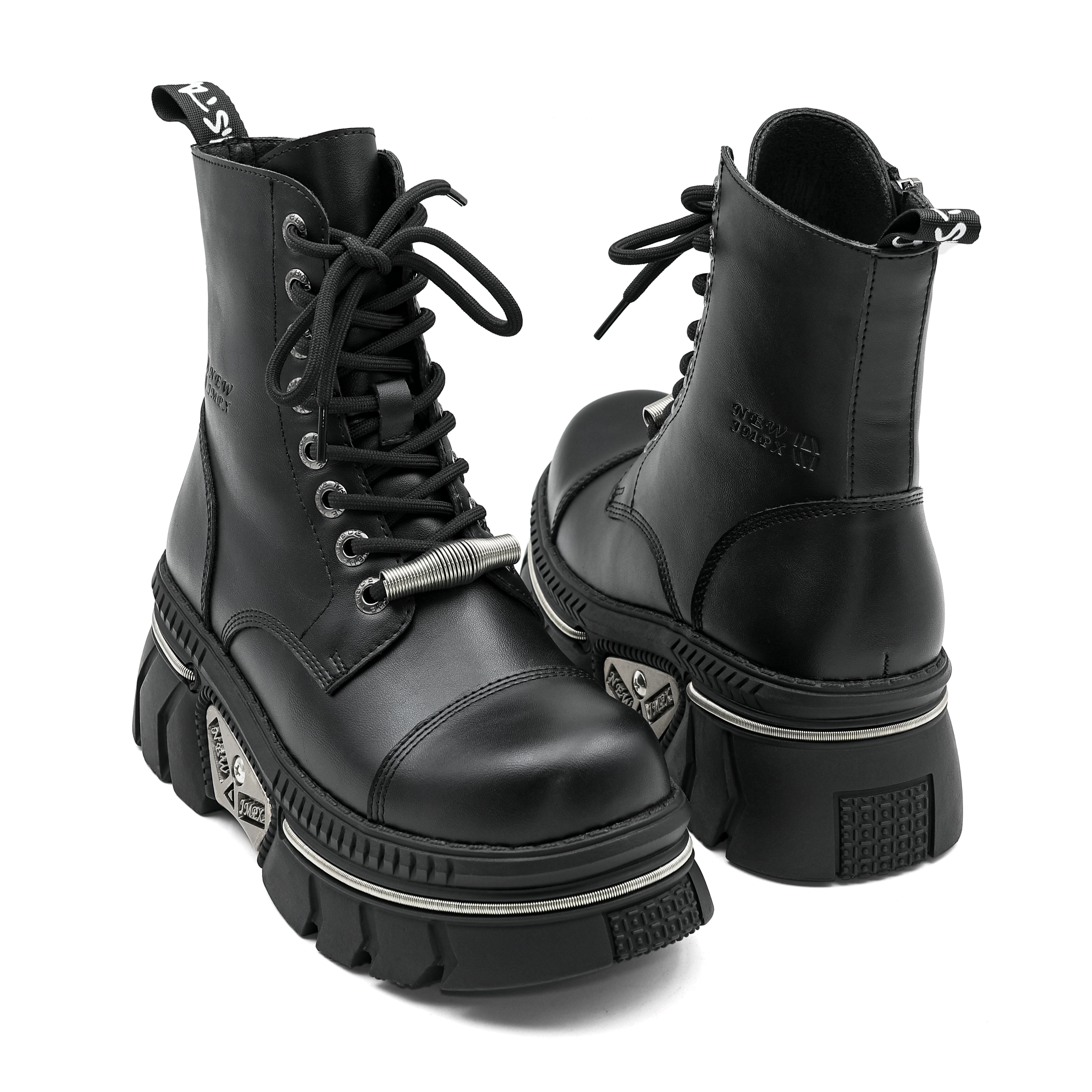 Gothic Punk Style Dark High Heels with Metal Accents - Height-Increasing Boots for Ladies