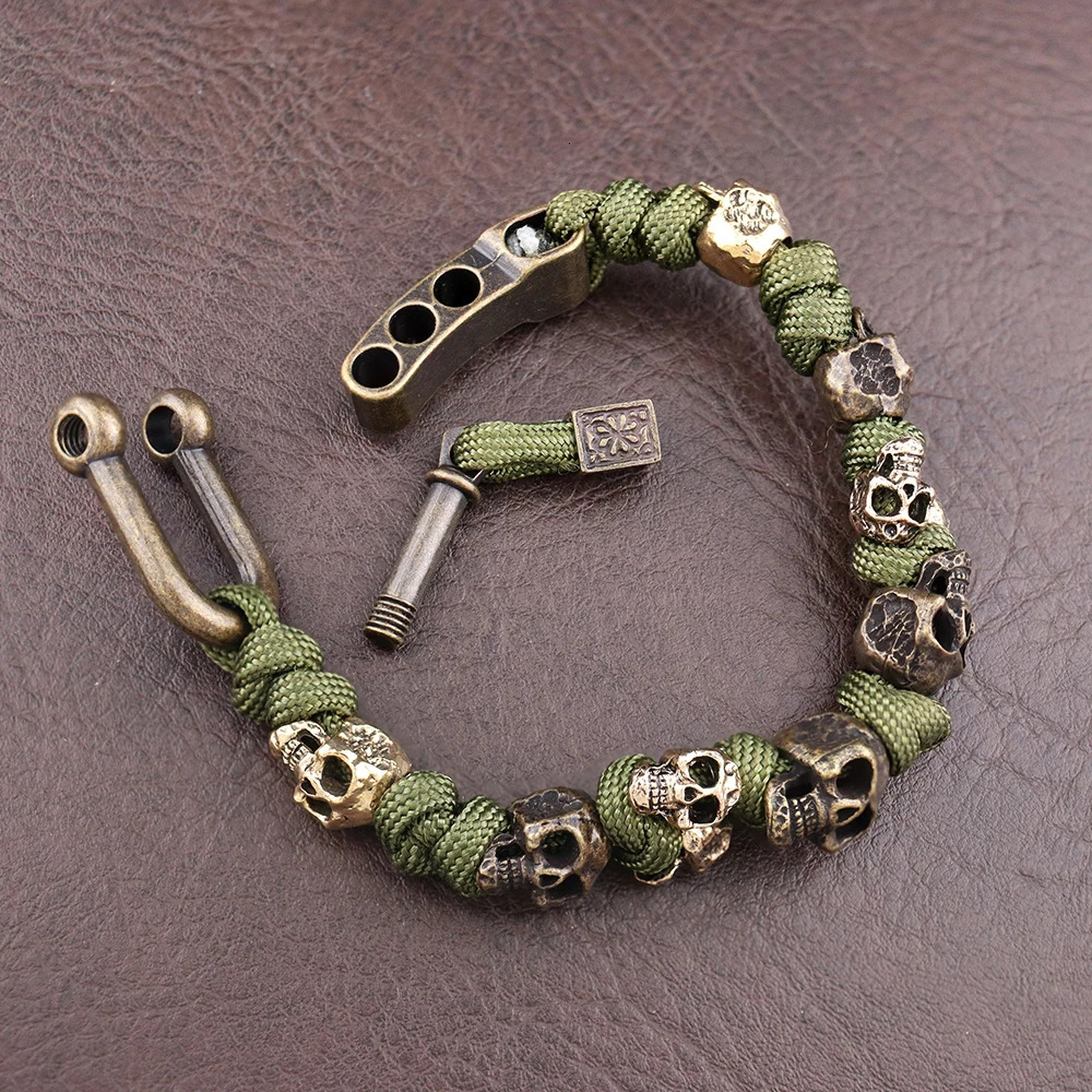 Unique Skull Bracelets Men Vintage Adjustable Handmade Woven Bracelet Punk Rock Motorcycle Male Jewelry Gift Drop 250712
