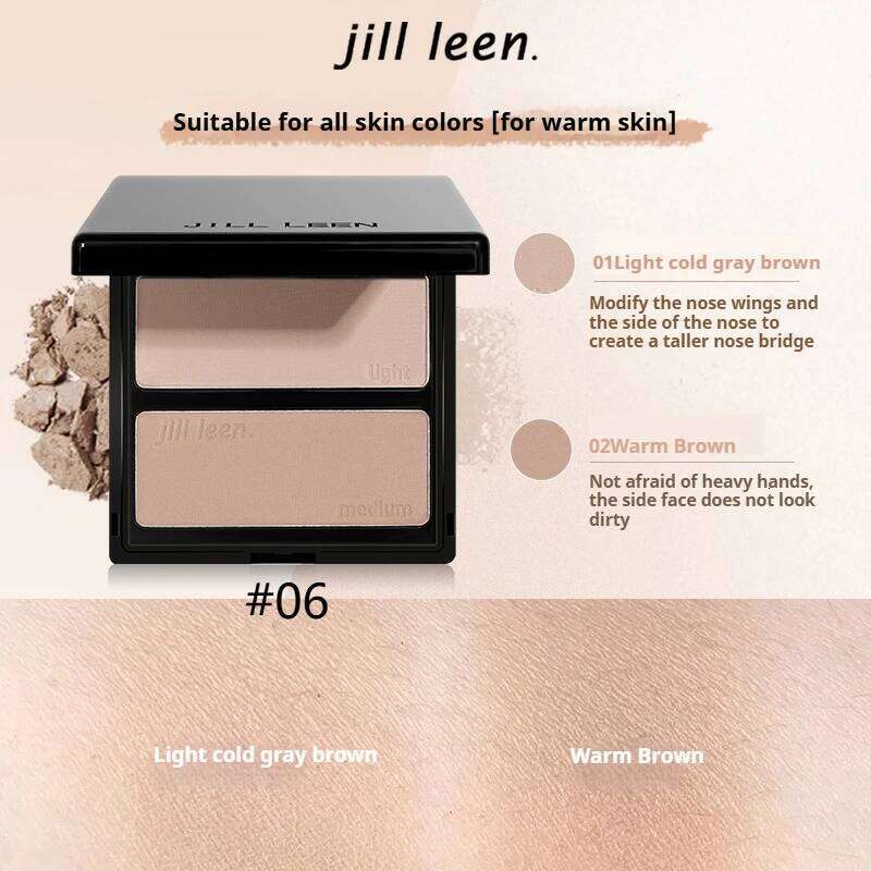 JILL LEEN Contour Powder Matte Bronzer Highlighter Brighten Bicolor for Natural Three-Dimensional Long Lasting Delicate Makeup X25071
