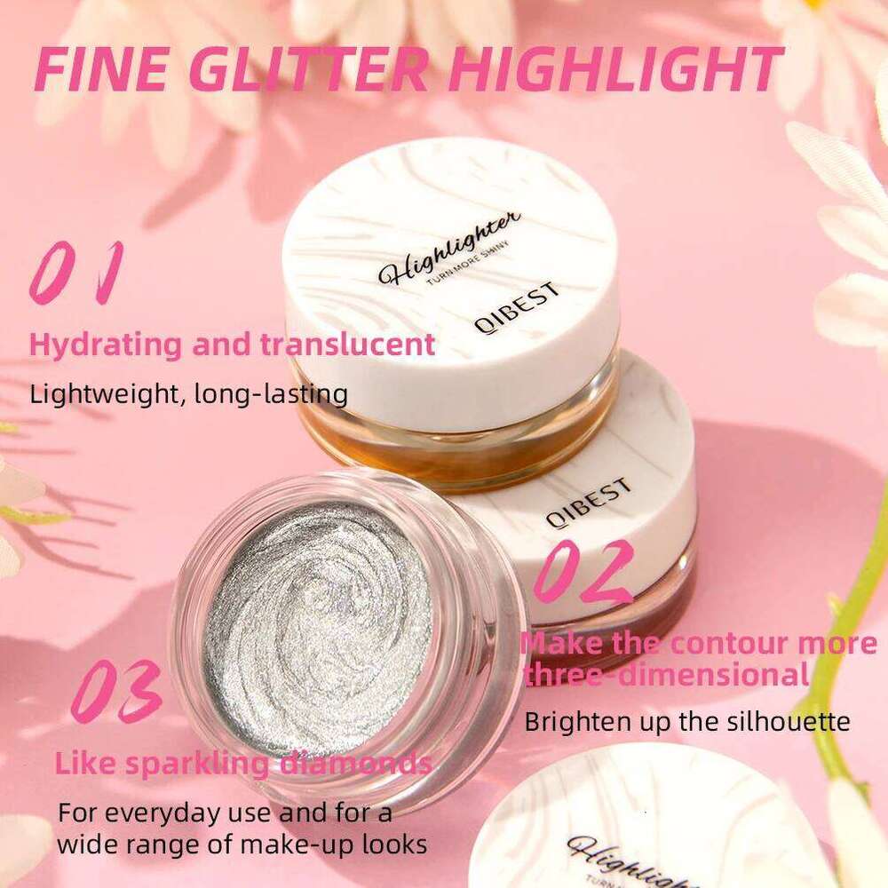 QIBEST Shimmer Glitter Highlighter Cream Eye Shadow Silkworm Gold Face Contour Bronzer Brighten Body Highlight Iluminador Makeup X250