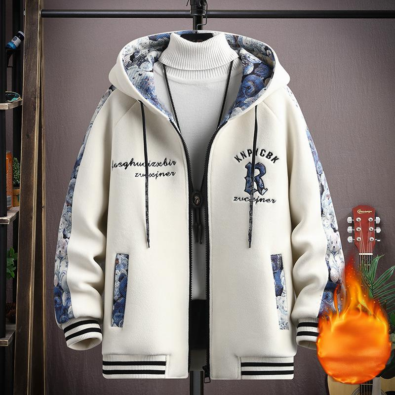 Free shipping Jacket designers with Velvet and Hoodie Thick Coat Youth Top Men's Coat new