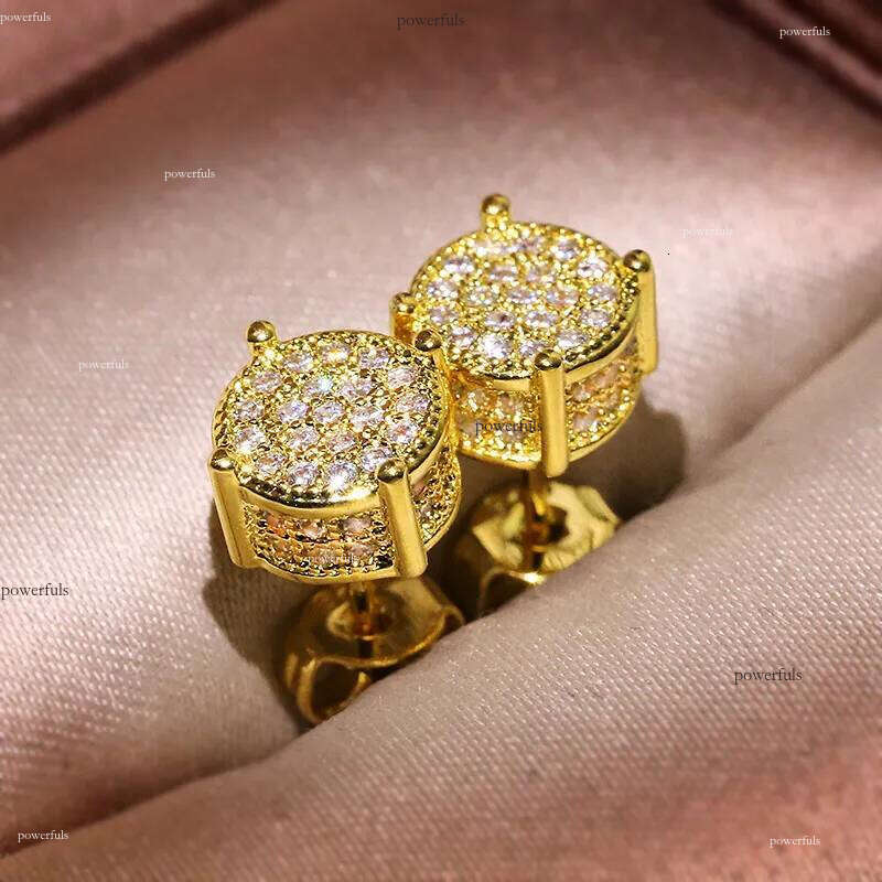 Mens Hip Hop 14 Moissanite Dia Earrings Designer sterling sier Jewelry Ear Stud Womens Fashion Gold Round Zircon Earring For Men Women HIPHOP